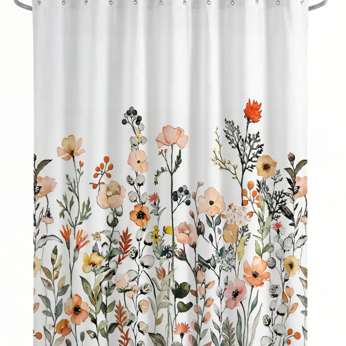 GENERICO - CORTINA DE BAÑO DE TELA IMPERMEABLE MAS FORRO CON DISEÑO FLOREADO F3
