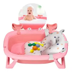 GENERICO - Bañera Plegable Bebé Cangrejo 0-24 Meses Rosa