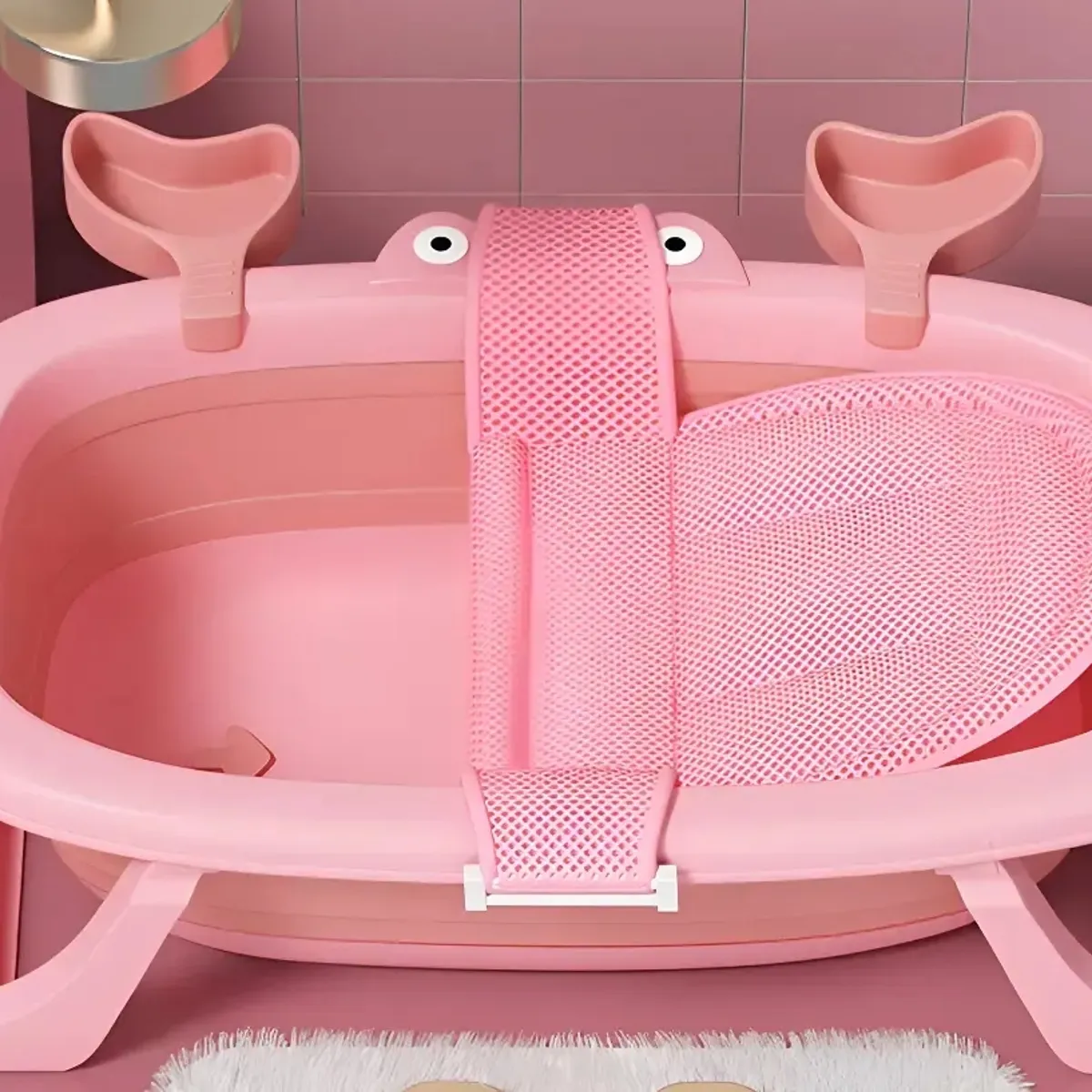 GENERICO - Bañera Plegable Bebé Cangrejo 0-24 Meses Rosa
