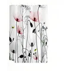 GENERICO - CORTINA IMPERMEABLE CON FORRO PARA BAÑO TAMAÑO 180X180CM CON DISEÑO FLOREADO 4