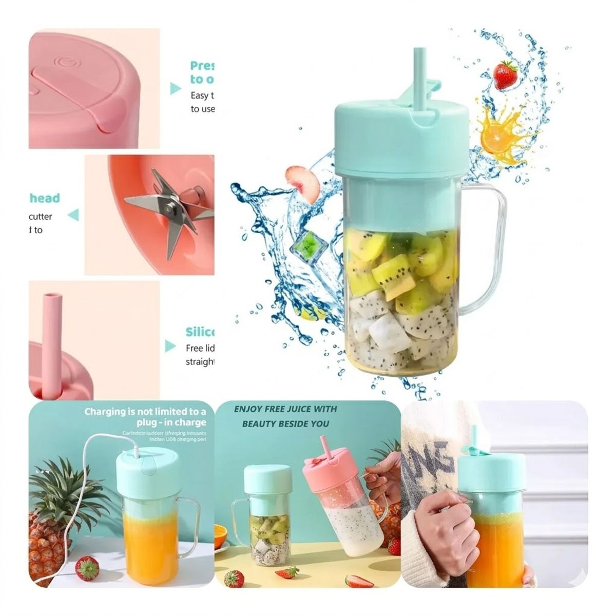 GENERICO - Vaso Licuadora Juguera Portátil Mini Recargable de 420ml