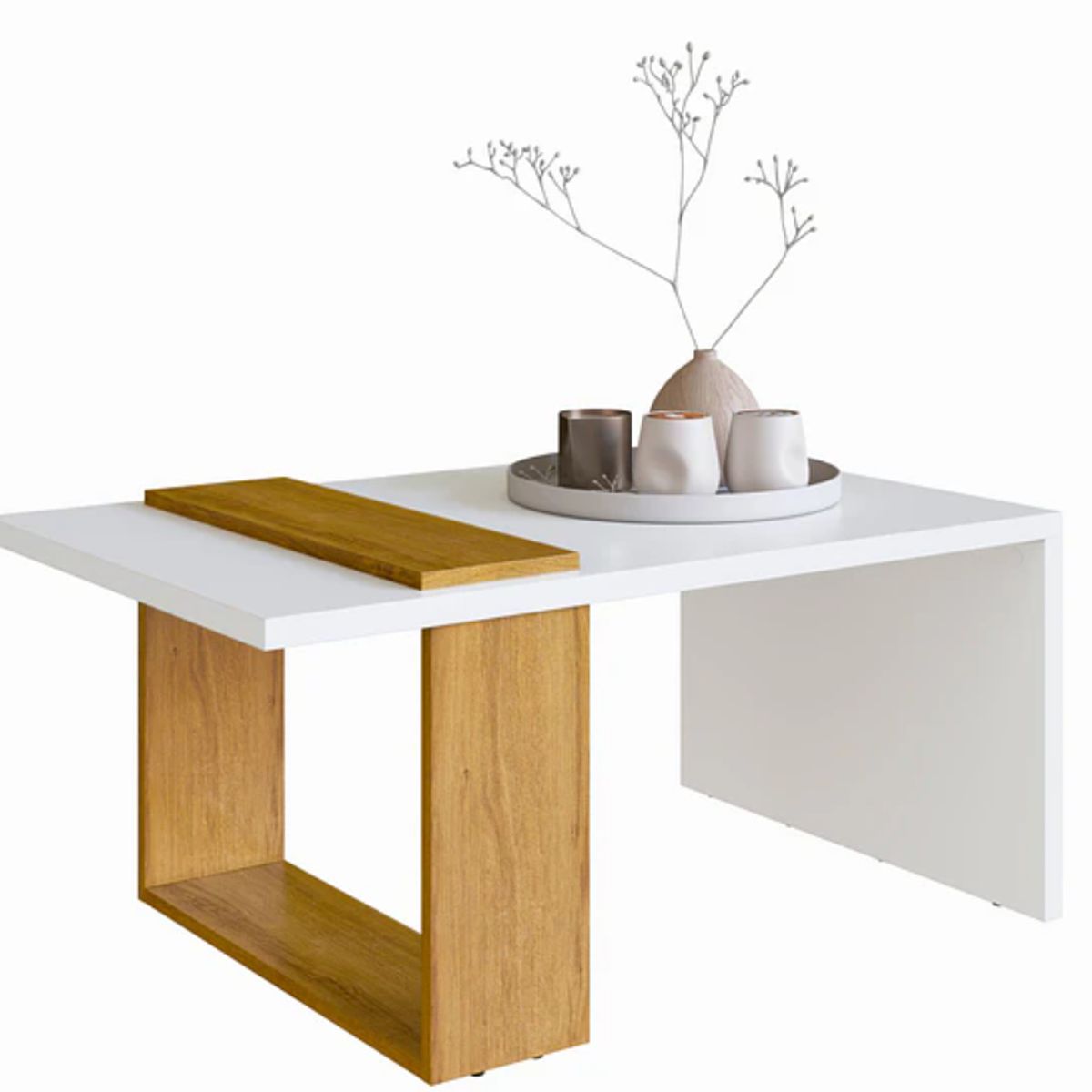 BE DESIGN - Mesa de Centro Nórdica Boho Blanco Miel
