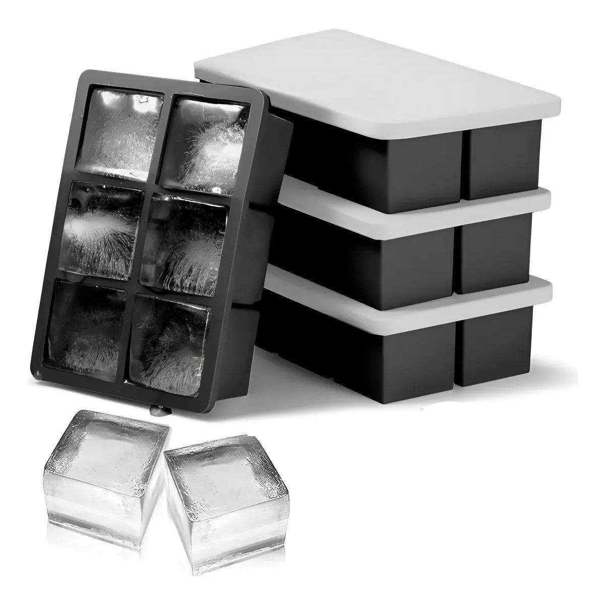 GENERICO - Pack X4 Cubetas De Hielo Cubetera Hielo Cubetas Ctapa 6cav Color cubeta hielo silicona BELUG