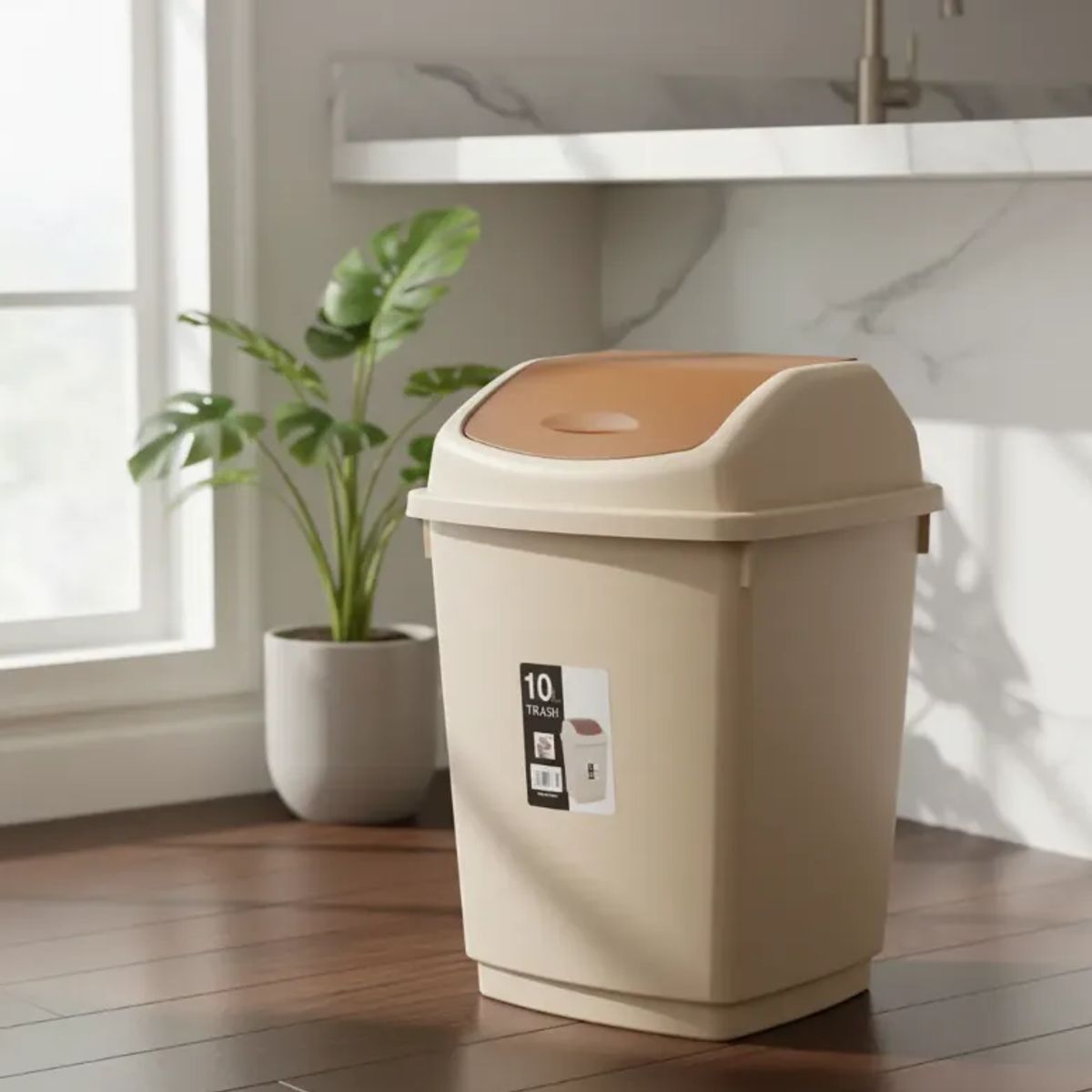 GENERICO - Basurero Papelero 10l Tapa Vaivén Cocina Baño Oficina