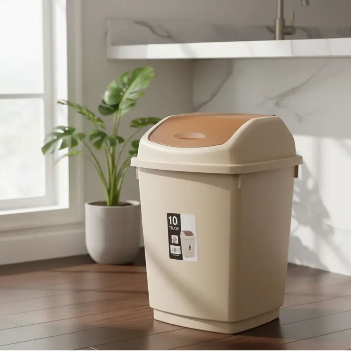 GENERICO - Basurero Papelero 10l Tapa Vaivén Cocina Baño Oficina