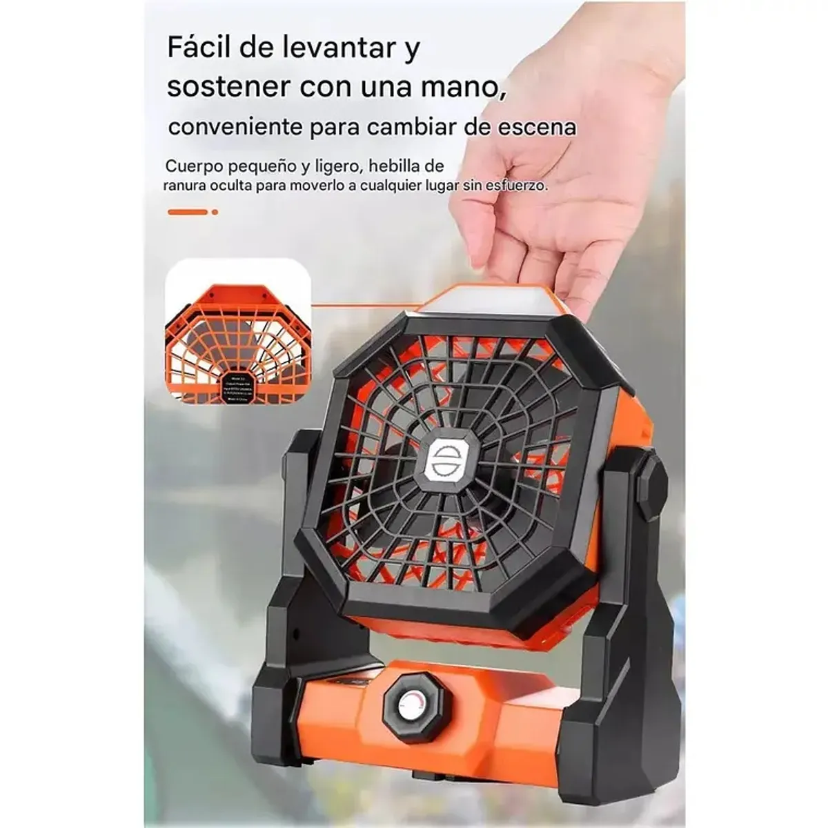 GENERICO - Ventilador Portátil Camping Acampar Recargable USB Luz Led