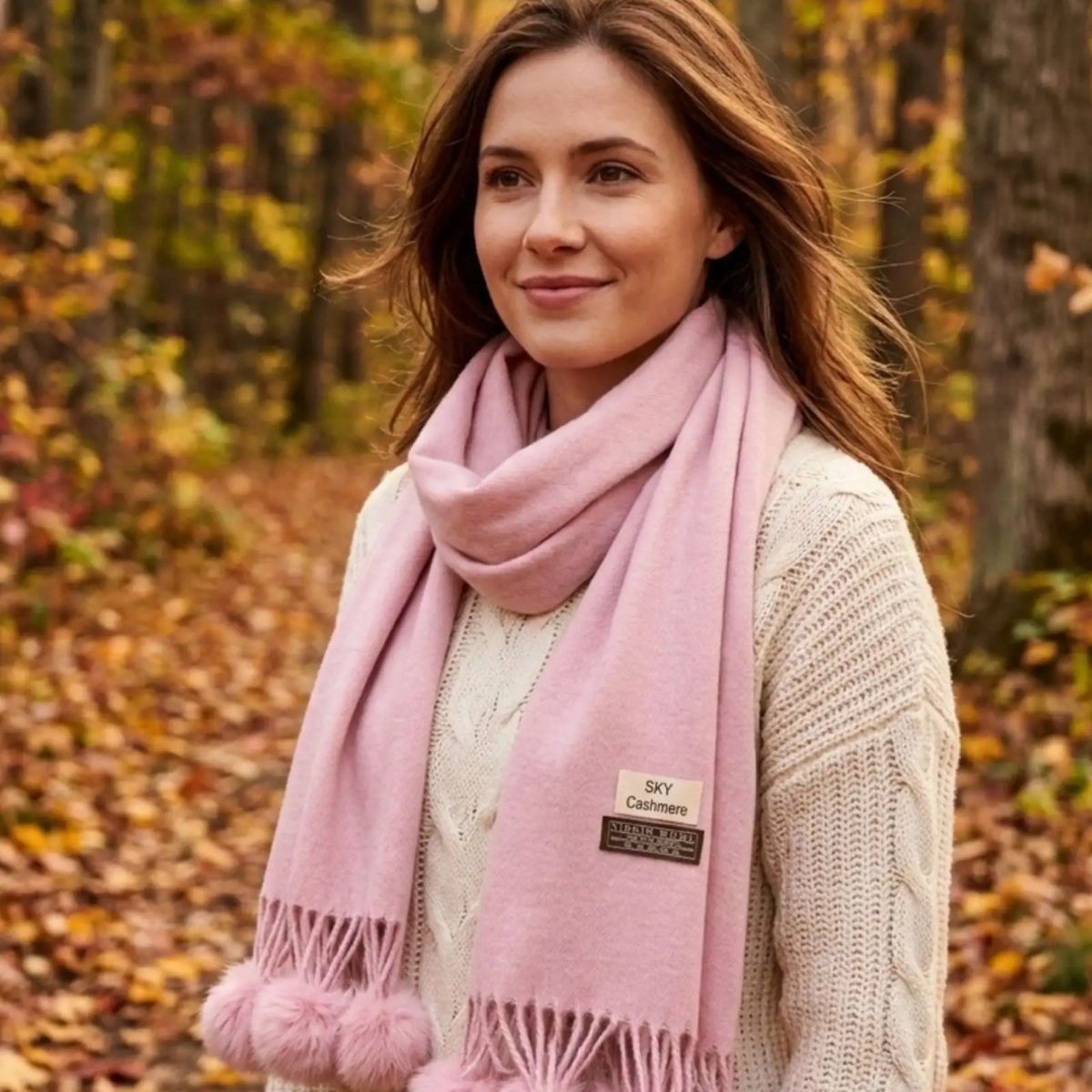 GENERICO - Bufanda Chalón Premium Con Pompones Tacto Cashmere01