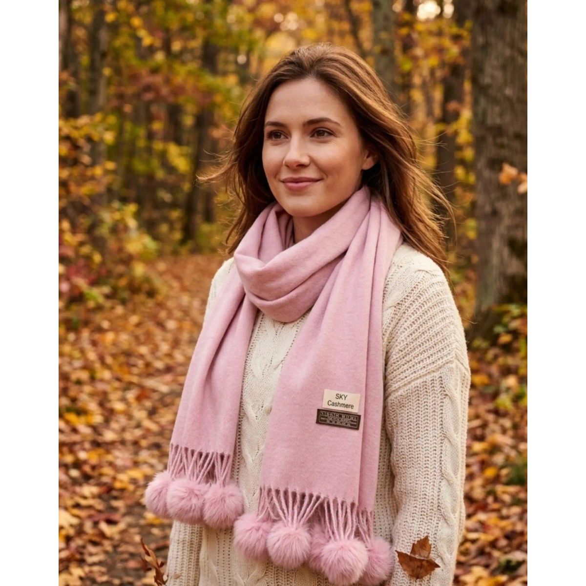 GENERICO - Bufanda Chalón Premium Con Pompones Tacto Cashmere01