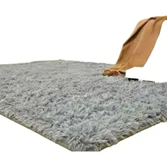 GENERICO - Alfombra Peluda Tipo Shaggy 180 x200 Color Gris