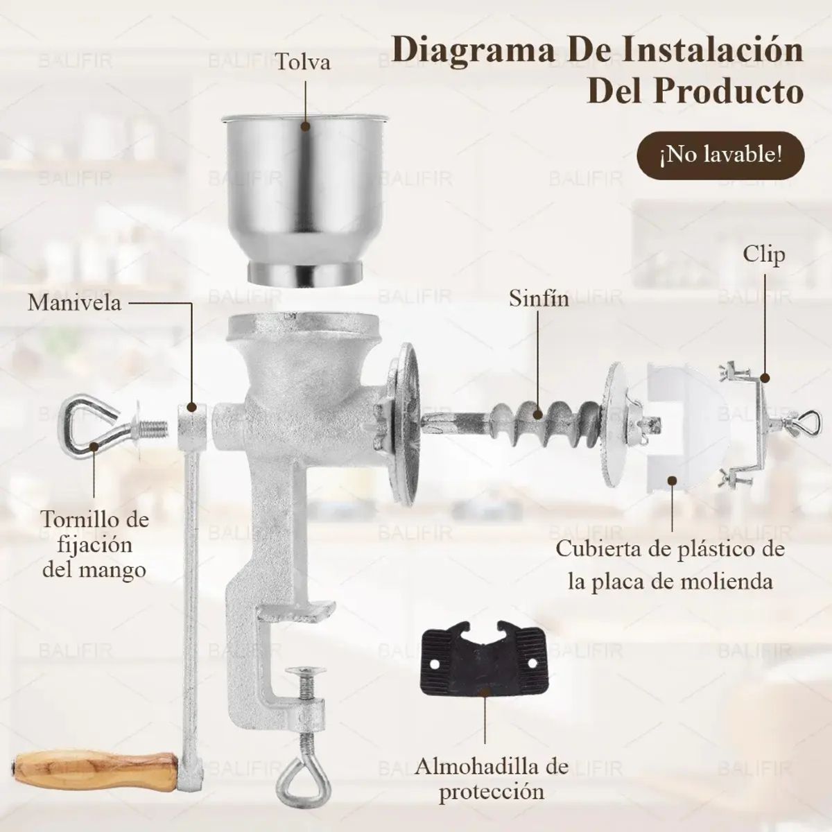 IRM - Molino Manual Metalico Choclo Maiz Granos Tolva Alta Resistencia Molienda Tradicional Pro FIGOIMPORT