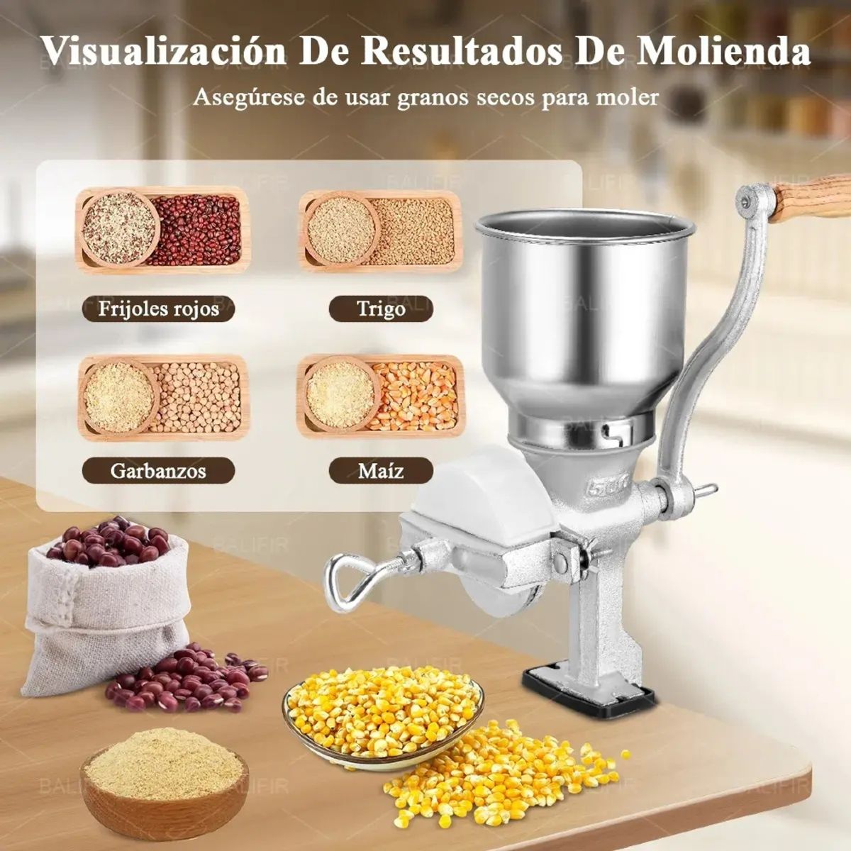 IRM - Molino Pack2 Manual Metalico Choclo Maiz Granos Tolva Alta Resistencia Molienda Tradicion FIGOIMPORT