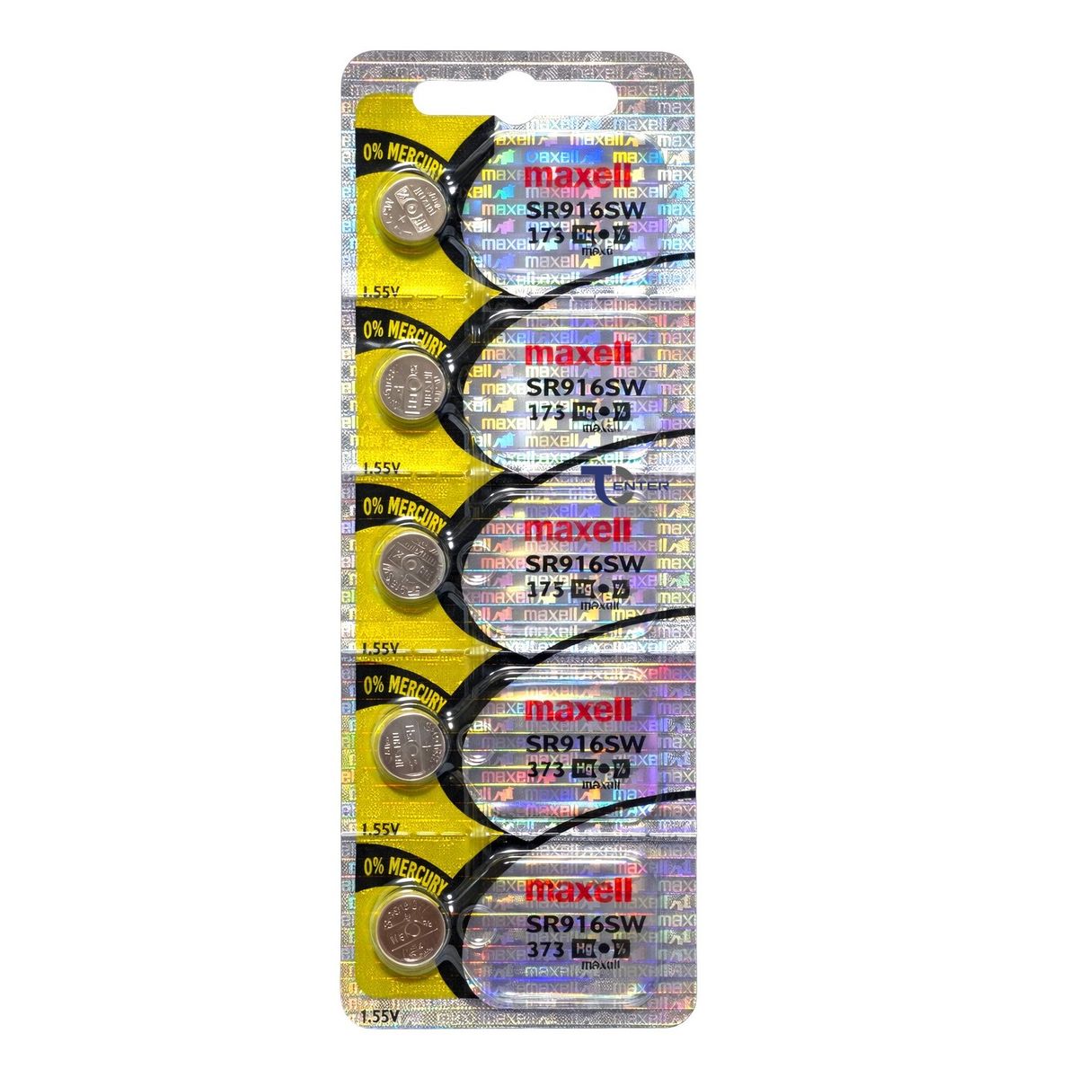 MAXELL - Pack 5 Pilas SR916SW (373) 1.55v Maxell Tipo Botón Holograma