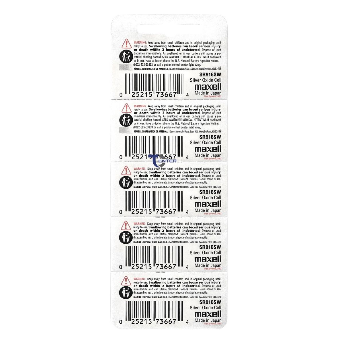 MAXELL - Pack 5 Pilas SR916SW (373) 1.55v Maxell Tipo Botón Holograma