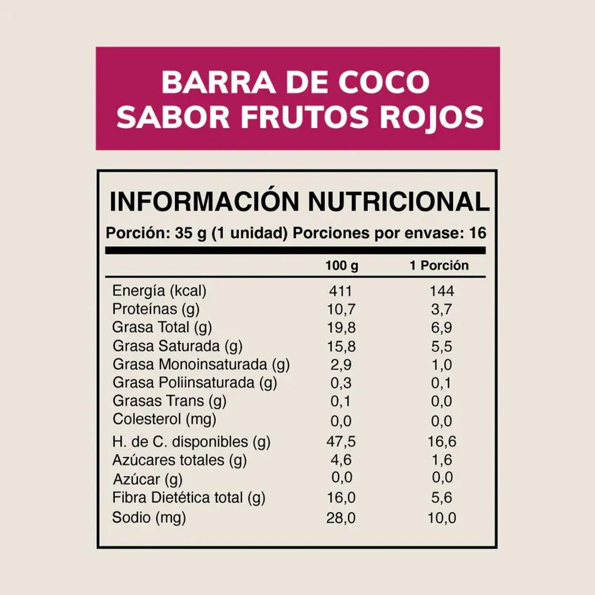 GENERICO - Barritas Wild Fit Coco Berries 35g x16 Unidades