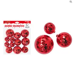 GENERICO - Esferas Disco Decorativas Rojas 12 Piezas Brillo Torta