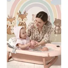 GENERICO - Bañera Plegable Ergonómica para Bebé con Cojín de Seguridad y Termómetro Digital