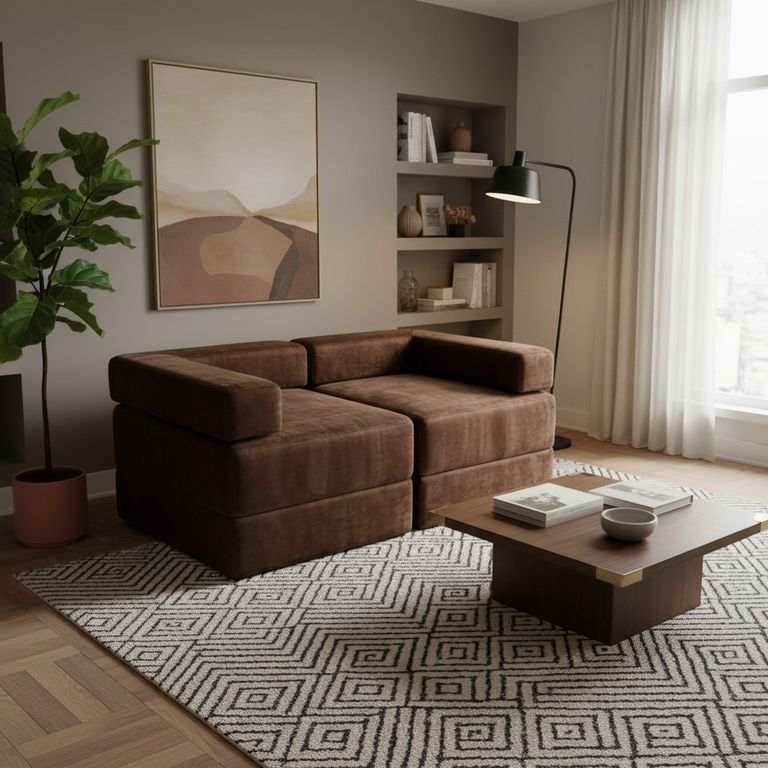SOFA CAMA ARKOS EN FELPA Chocolate