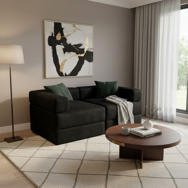 SOFA CAMA ARKOS EN FELPA Negro