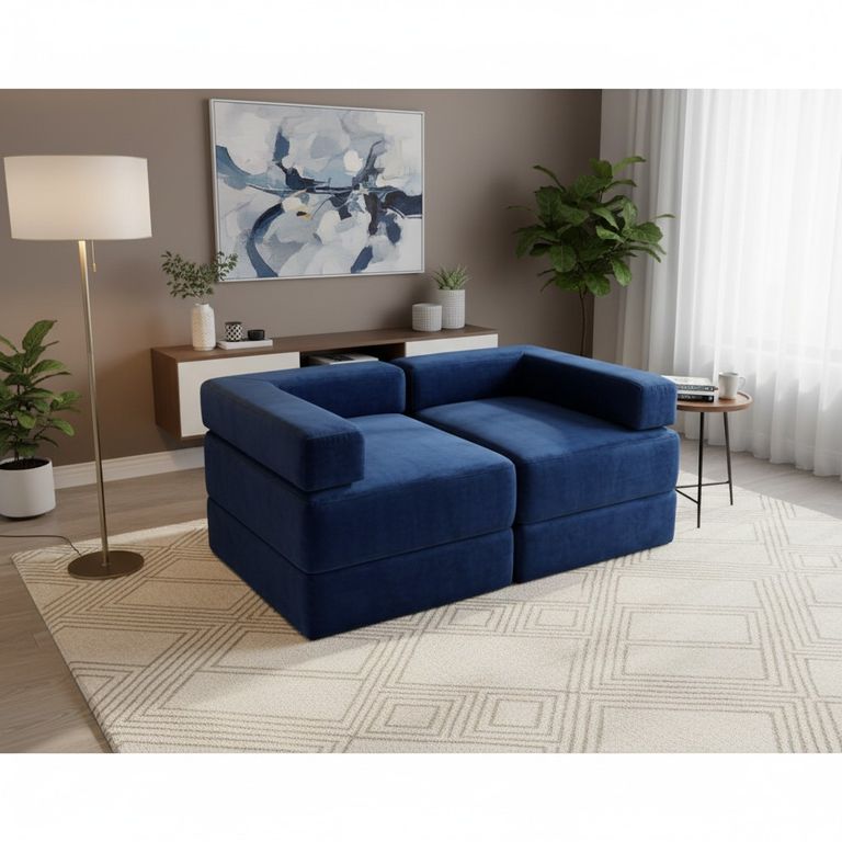 SOFA CAMA ARKOS EN FELPA Azul marino