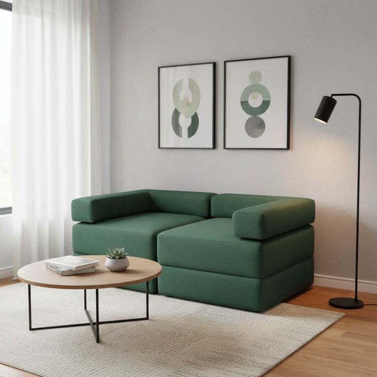 SOFA CAMA ARKOS EN LINO Verde oliva