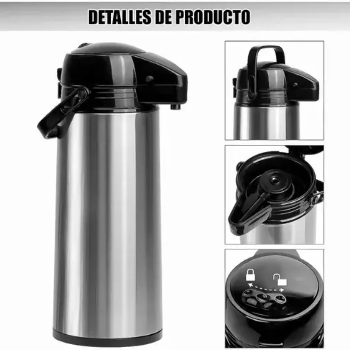 GENERICO - Termo Sifon 1,9 Litros Acero Inoxidable Agua Caliente Y Fria