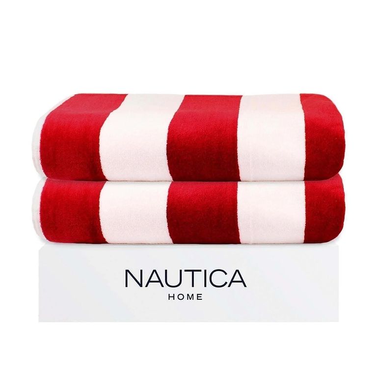 2 Toallas de Playa 100% algodon 163x81cm CABANA roja