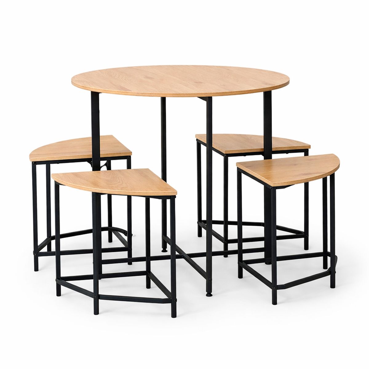 NOVAHUS - Comedor 4 Sillas Mesa redonda 80x80 industrial