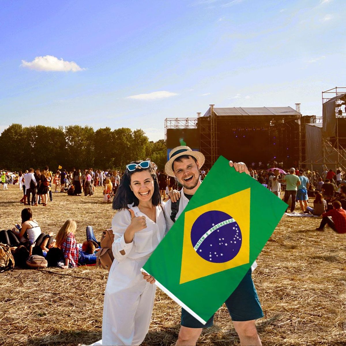 GENERICO - Bandera de Brasil de 150cm x 90cm de Poliéster