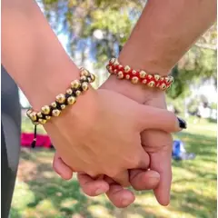 GENERICO - Brazaletes Vip 8,5mm Parejas Oro Laminado 18k