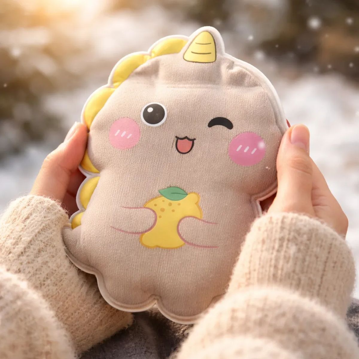 GENERICO - Set 2 Guatero De Mano Invierno Kawaii Dinosaurio 300ml