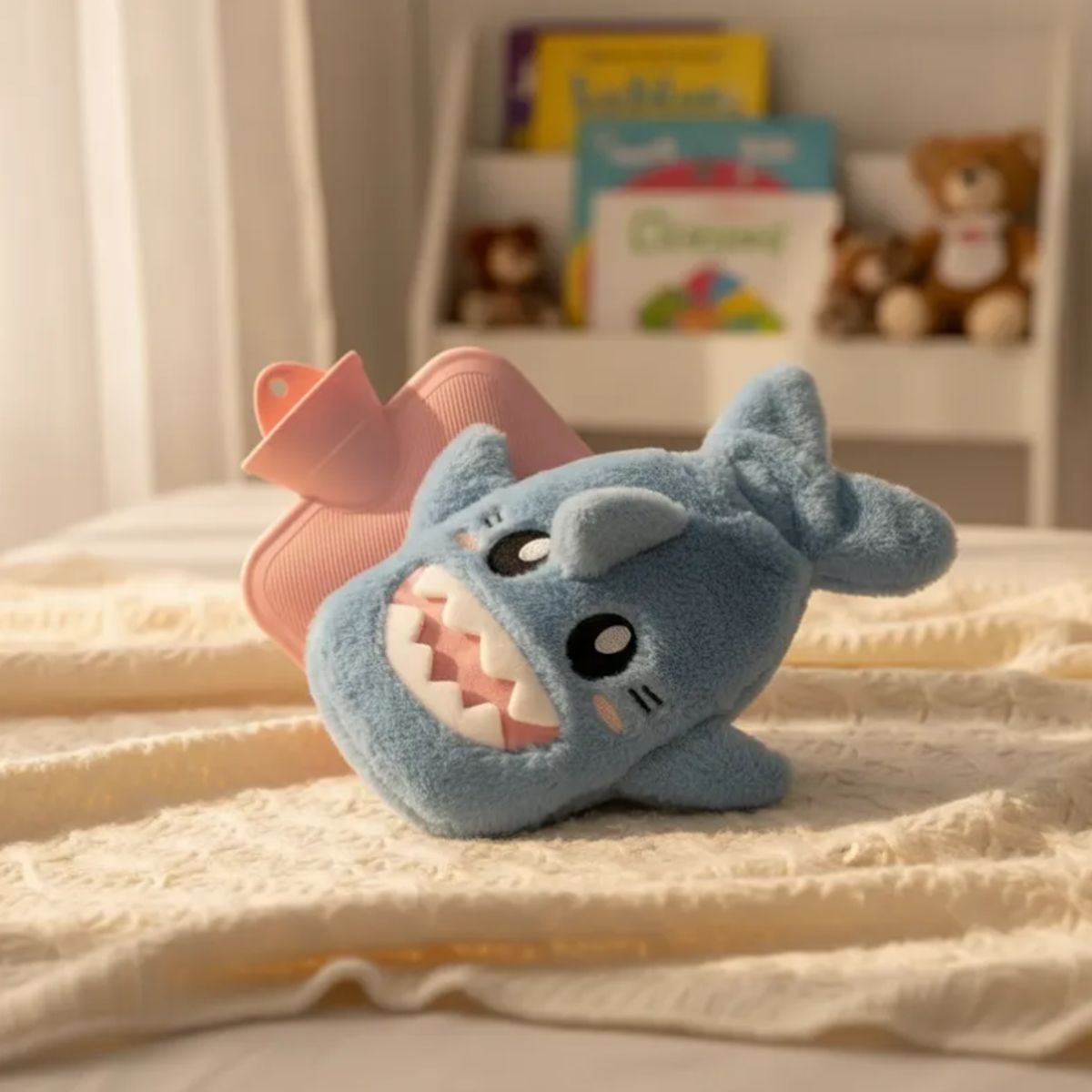 GENERICO - Guatero De Peluche Forrado Tiburón Infantil Kawaii 1000ml