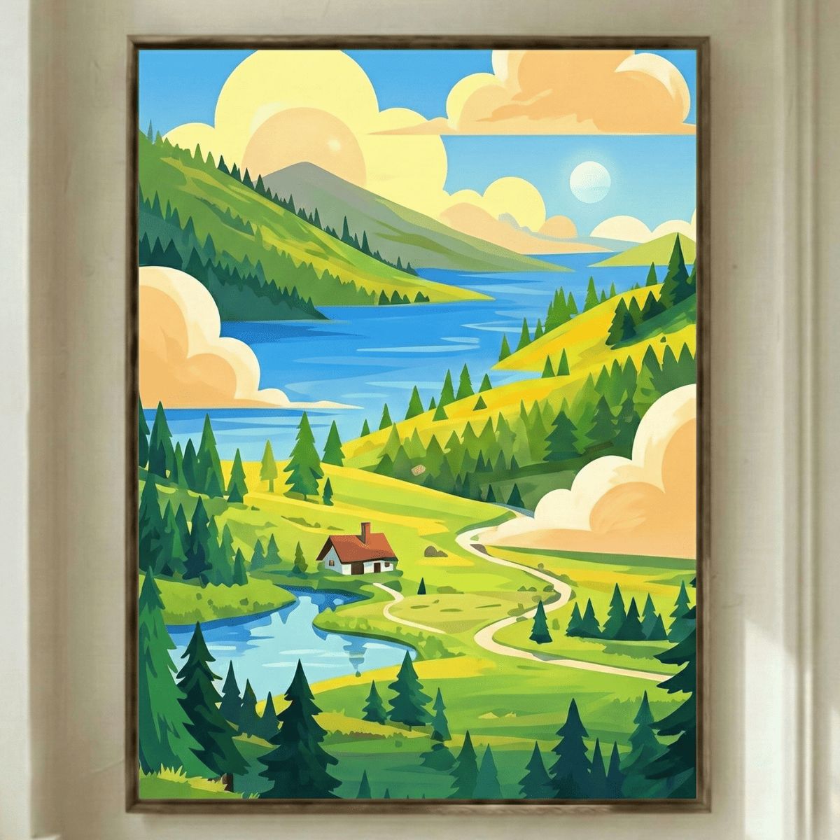 GENERICO - Pintura Por Números 40x50 Cabaña en Valle Soleado