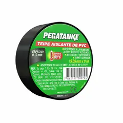 PEGATANKE - Cinta Aislante Eléctrica PVC Negra 19 mm x 9 m