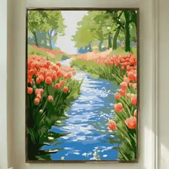 GENERICO - Pintura Por Números 40x50 Tulipanes en el Rio