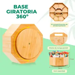 OHUHU - Organizador de Bambú Giratorio para 162 Marcadores