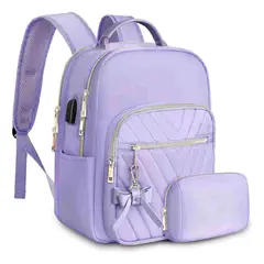 GENERICO - Mochila de Mujer Escolar de Moda Impermeable y Antirrobo 1342 Juego de 2 Piezas Color Púrpura 36.8L BELUG