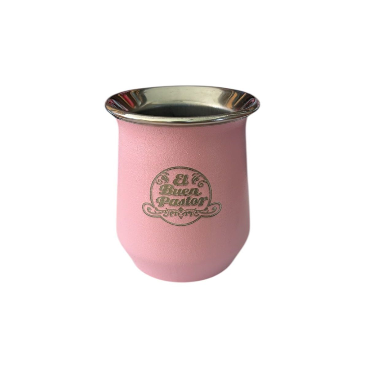 EL BUEN PASTOR - Mate Acero Inoxidable Rosa con Bombilla El Buen Pastor