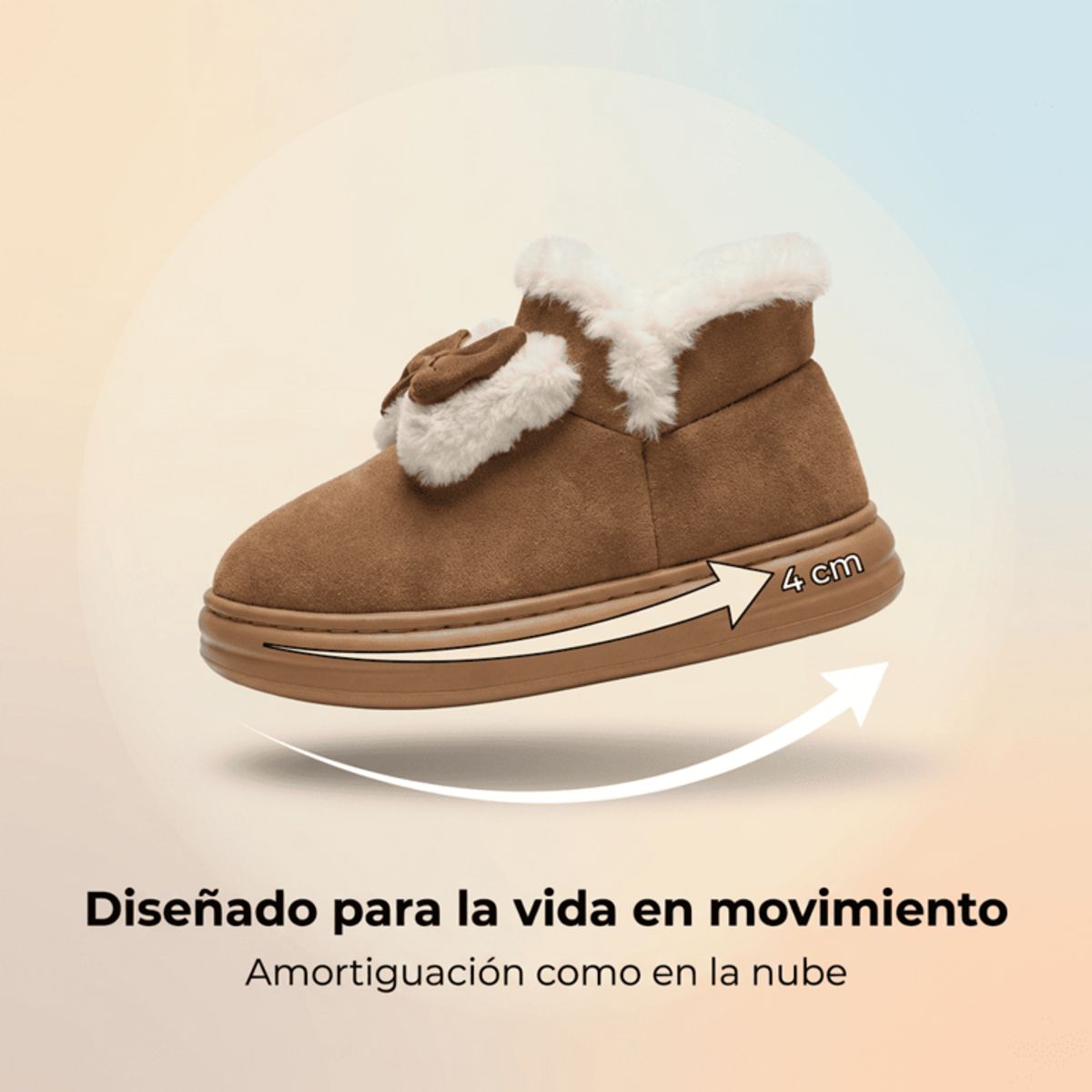 BOVINITA - Pantufla Mujer Pantubota Chiporro Botin Camel Liviano