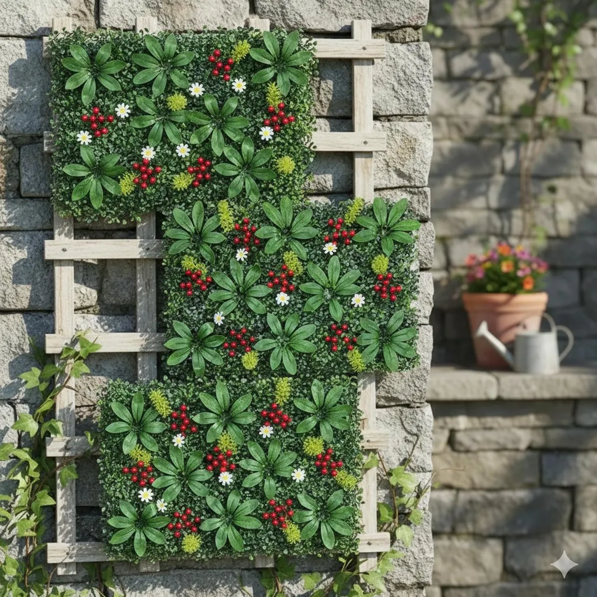 ARBUSTO REAL - Jardín Muro vertical artificial E palmeta Plantas 60x40 cm