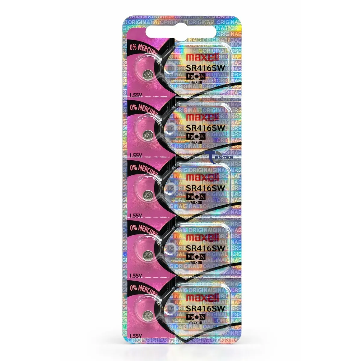 MAXELL - Pack 5 Pilas SR416SW (337) 1.55v Maxell Tipo Botón Holograma