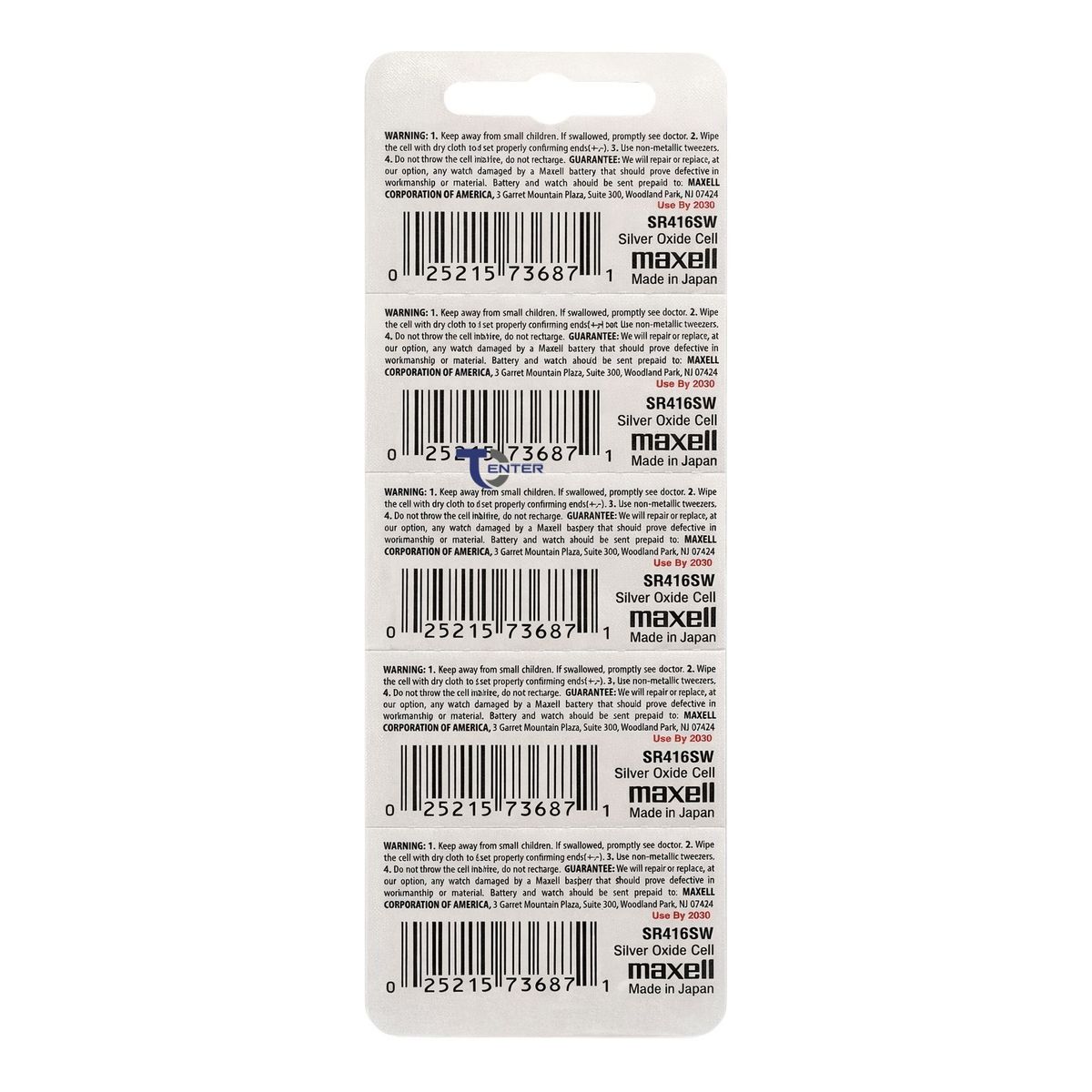 MAXELL - Pack 5 Pilas SR416SW (337) 1.55v Maxell Tipo Botón Holograma