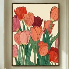 GENERICO - Pintura Por Números 40x50 Tulipanes Calidos
