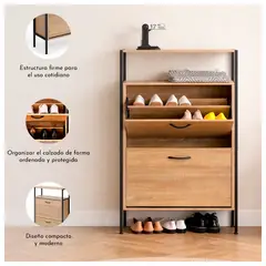 NOVAHUS - Estante Zapatero con repisas 105 x 63 x 24 cm Café