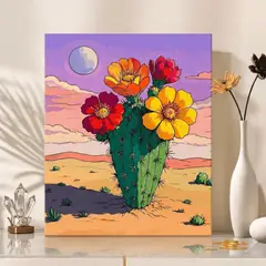 GENERICO - Pintura Por Números 40x30 Cactus de Flores