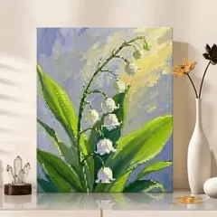 GENERICO - Pintura Por Números 40x30 Flores Campanillas Blancas