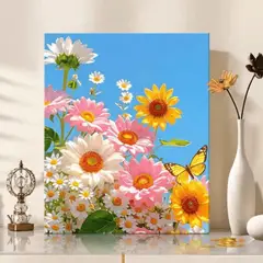 GENERICO - Pintura Por Números 40x30 Flores de Primavera