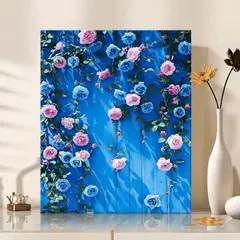 GENERICO - Pintura Por Números 40x30 Flores Azules