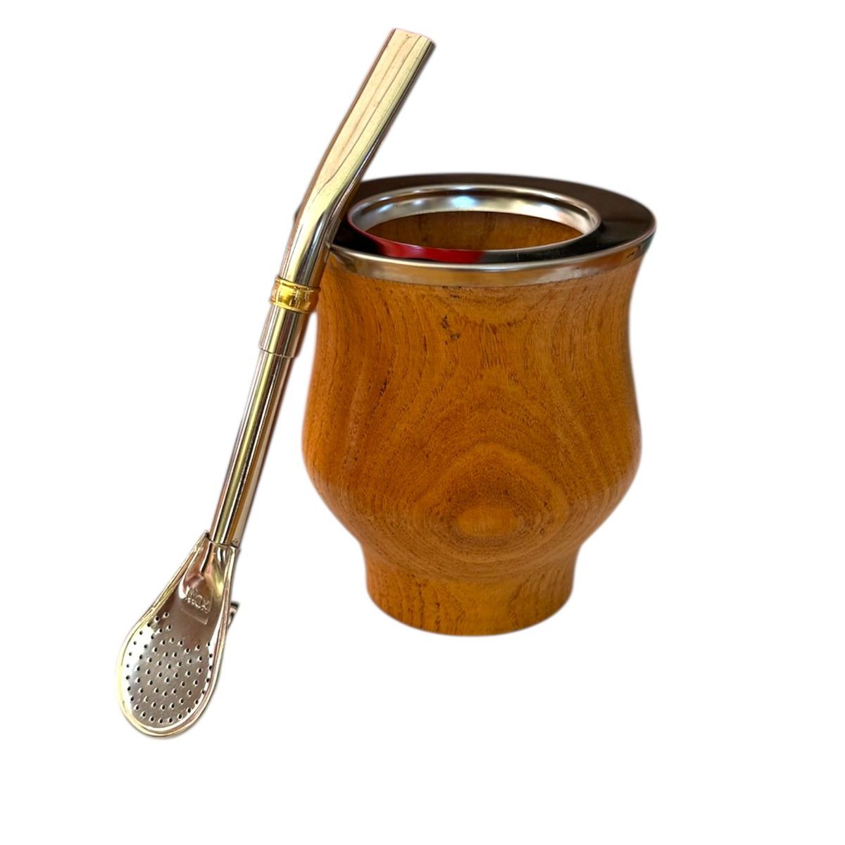 EL BUEN PASTOR - Mate Camionero de Madera Algarrobo mas Bombilla El Buen Pastor