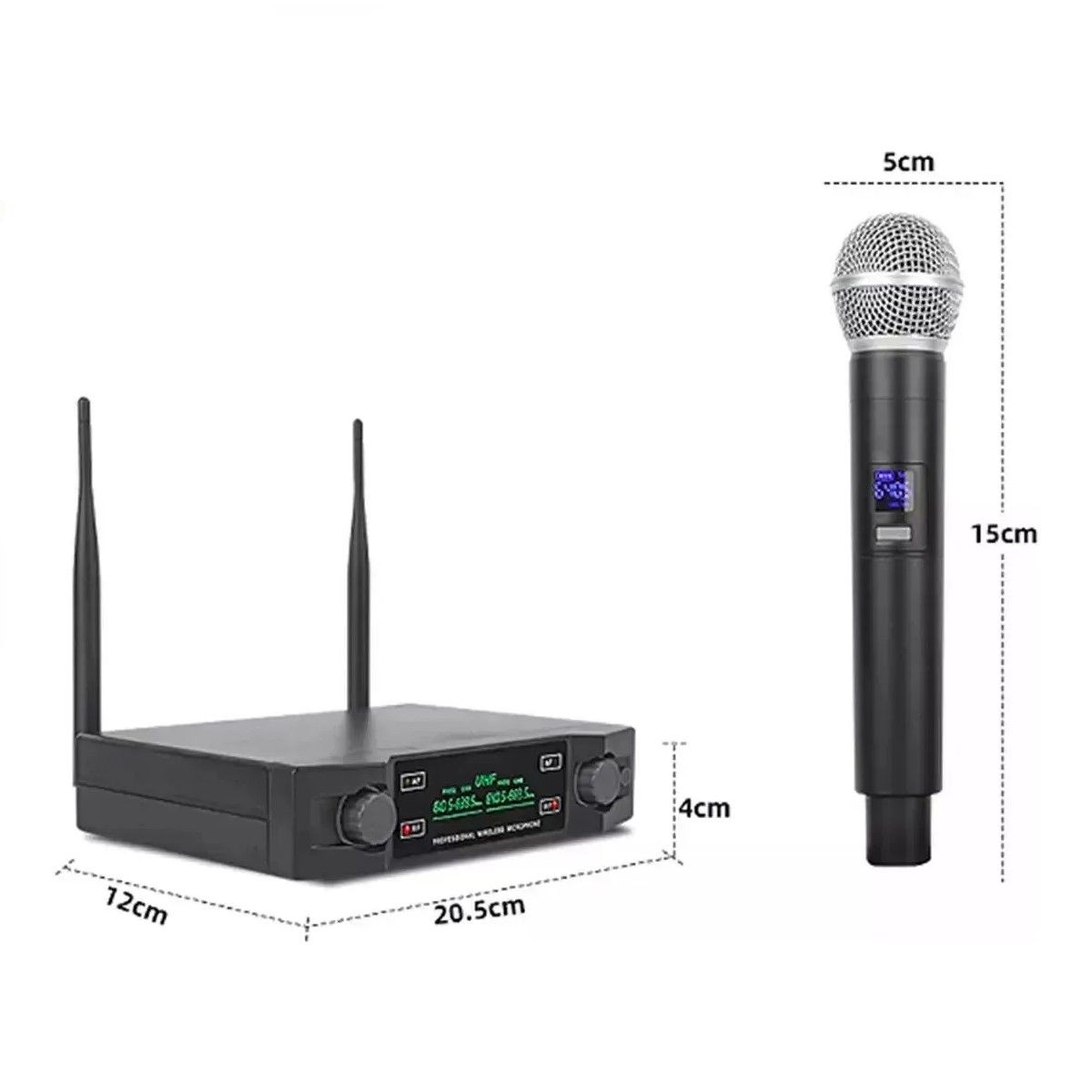 GENERICO - 2 Micrófonos De Mano Inalámbricos Profesionales Para Karaoke Negro BELUG