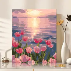 GENERICO - Pintura Por Números 40x30 Tulipanes en el Mar
